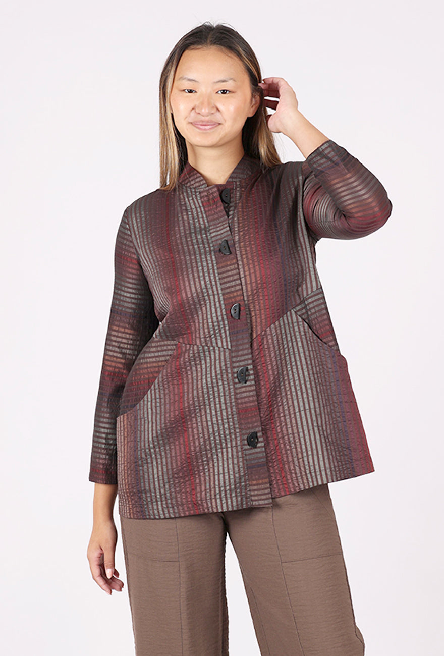 Niche Shimmer Stripe Highline Jacket, Brown
