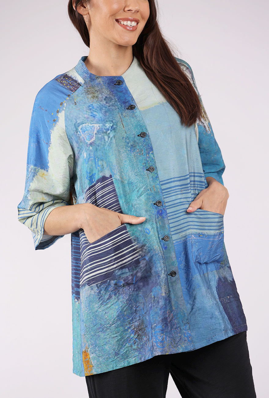 3 Potato BDF Collar Shirt, Blues
