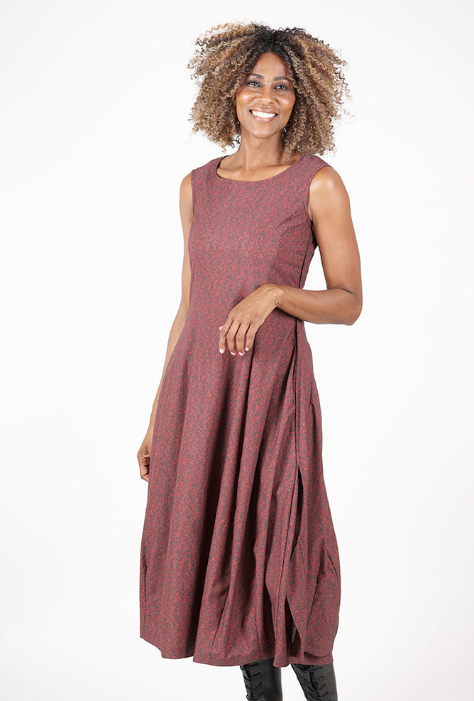 Twill Tech Lantern Dress, Lava Print Angle 2