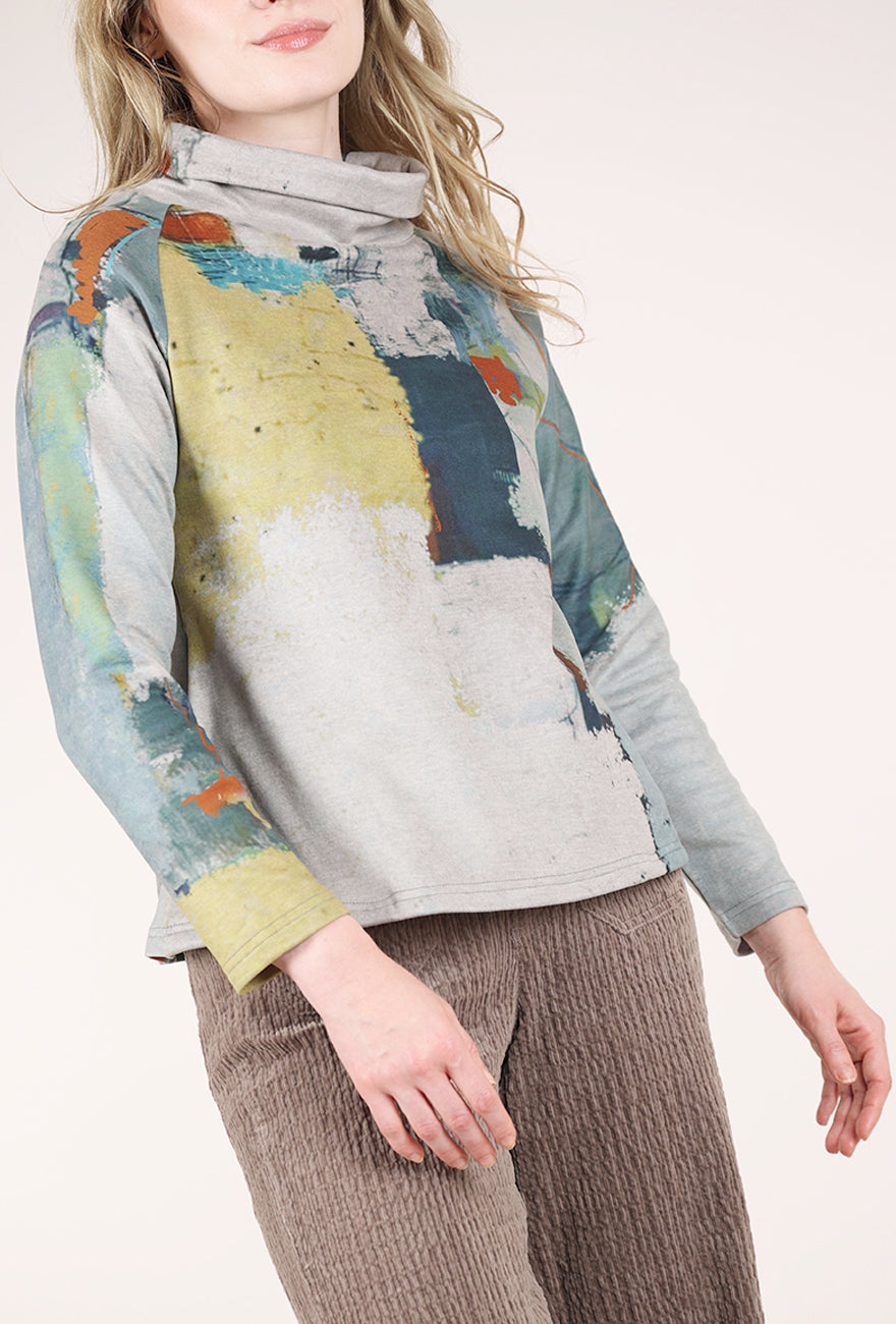 3 Potato Plush Knit Tneck, Gray/Sage