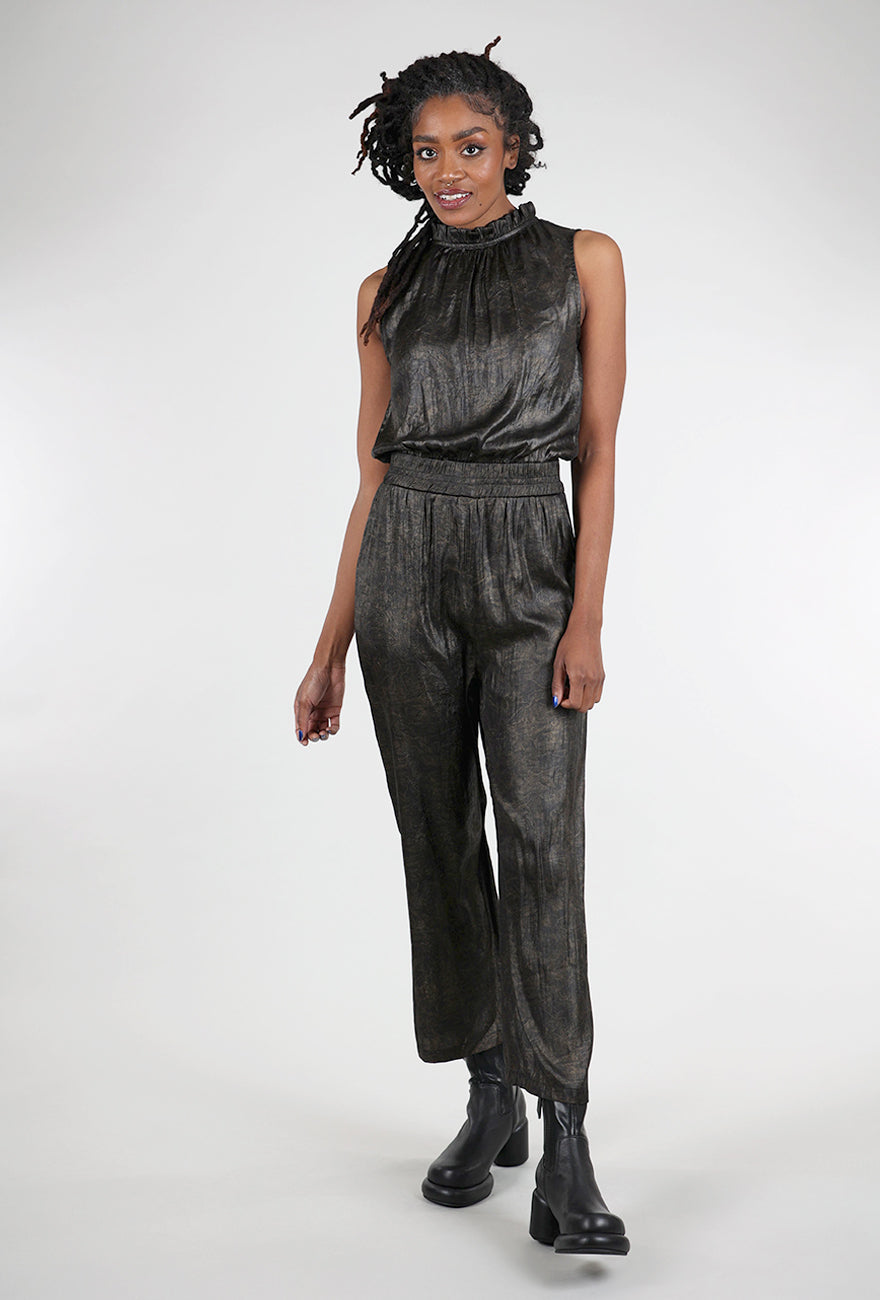Grade & Gather Ruffle Neck Jumpsuit, Black