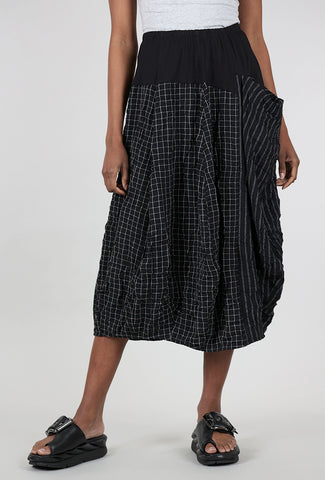 Alembika Slouch Pocket Plaid Skirt, Black/White 