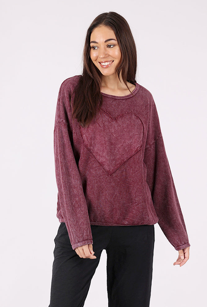Cotton Lani Have a Heart Sweatshirt, Mulberry