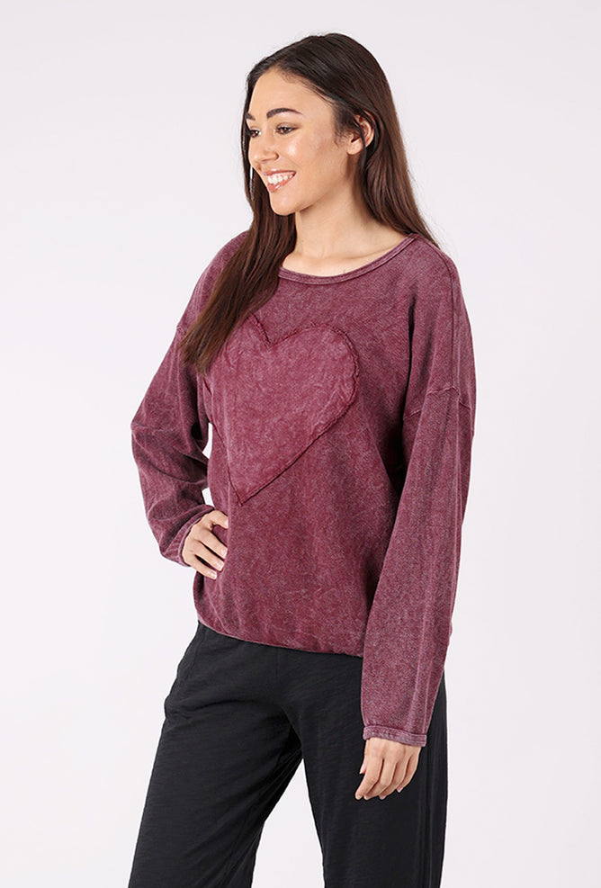 Cotton Lani Have a Heart Sweatshirt, Mulberry