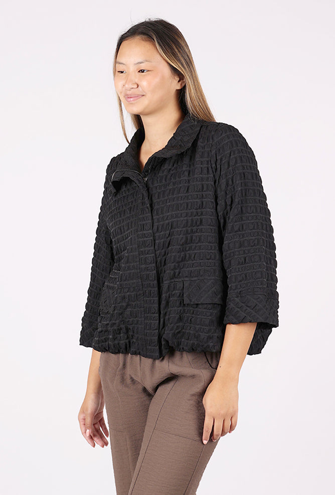 Moonlight Windowpane Bubble Jacket, Black
