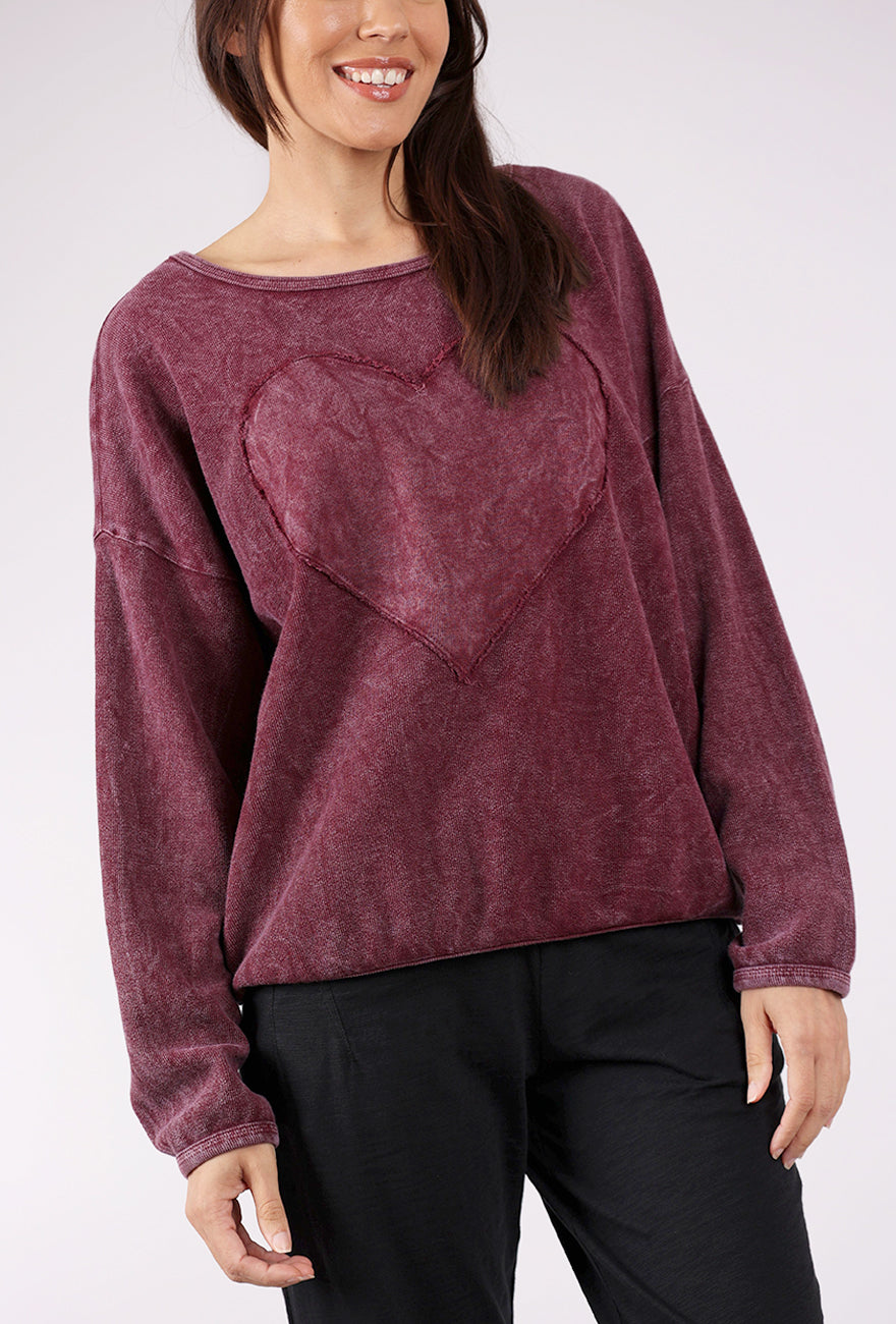 Cotton Lani Have a Heart Sweatshirt, Mulberry