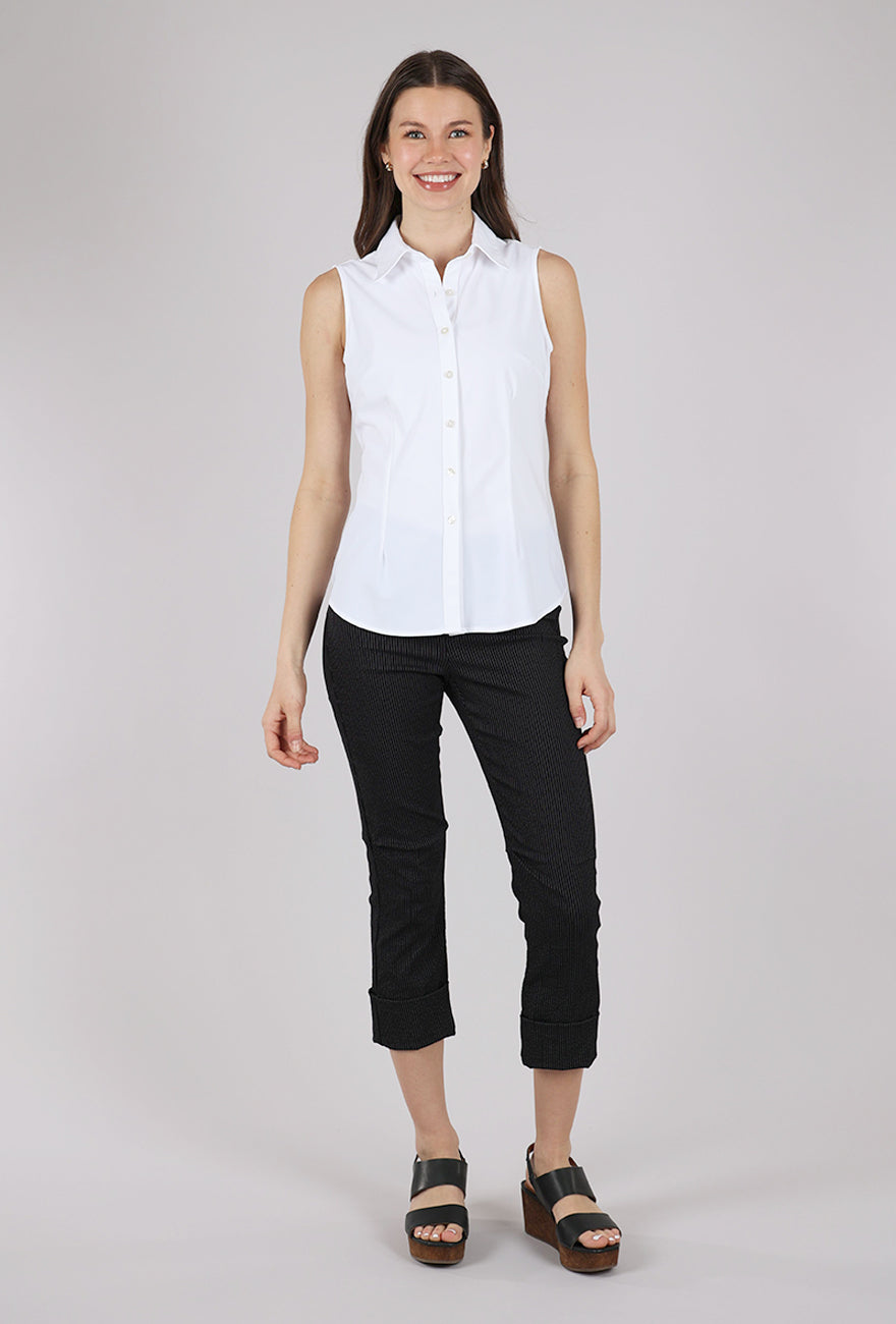 Ameliora Annie S/L Tech Button-Up Shirt, White