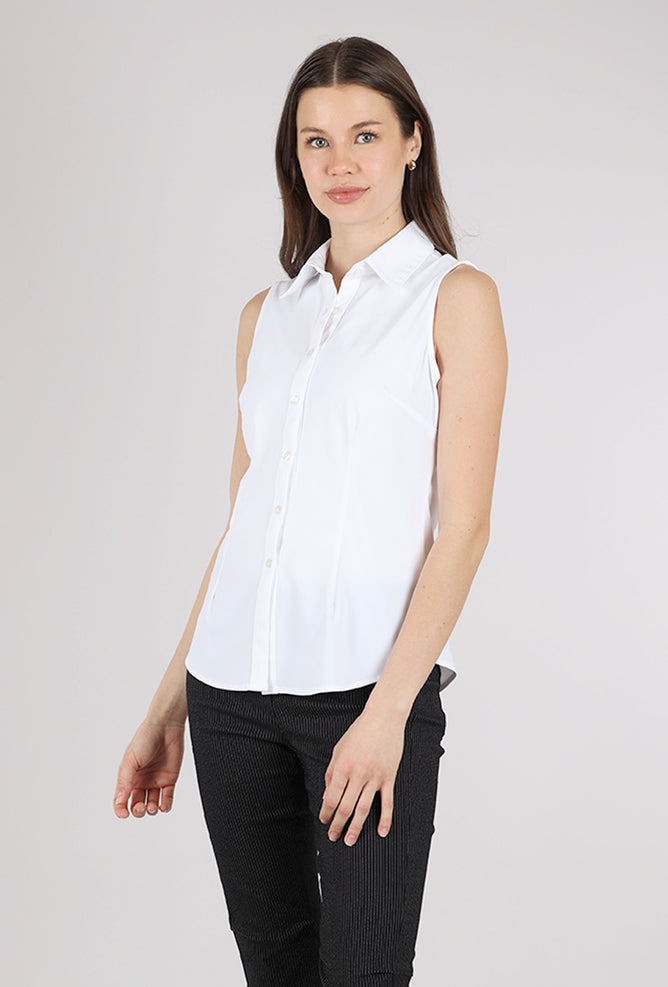 Ameliora Annie S/L Tech Button-Up Shirt, White