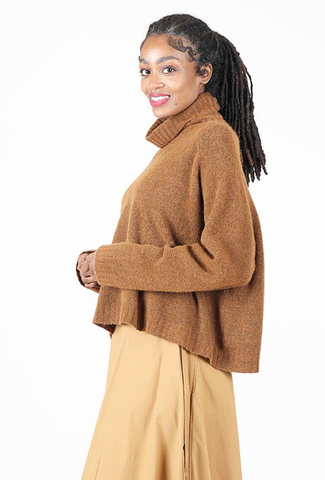 Rundholz Melange Funnel Swing Sweater, Bronze Melange