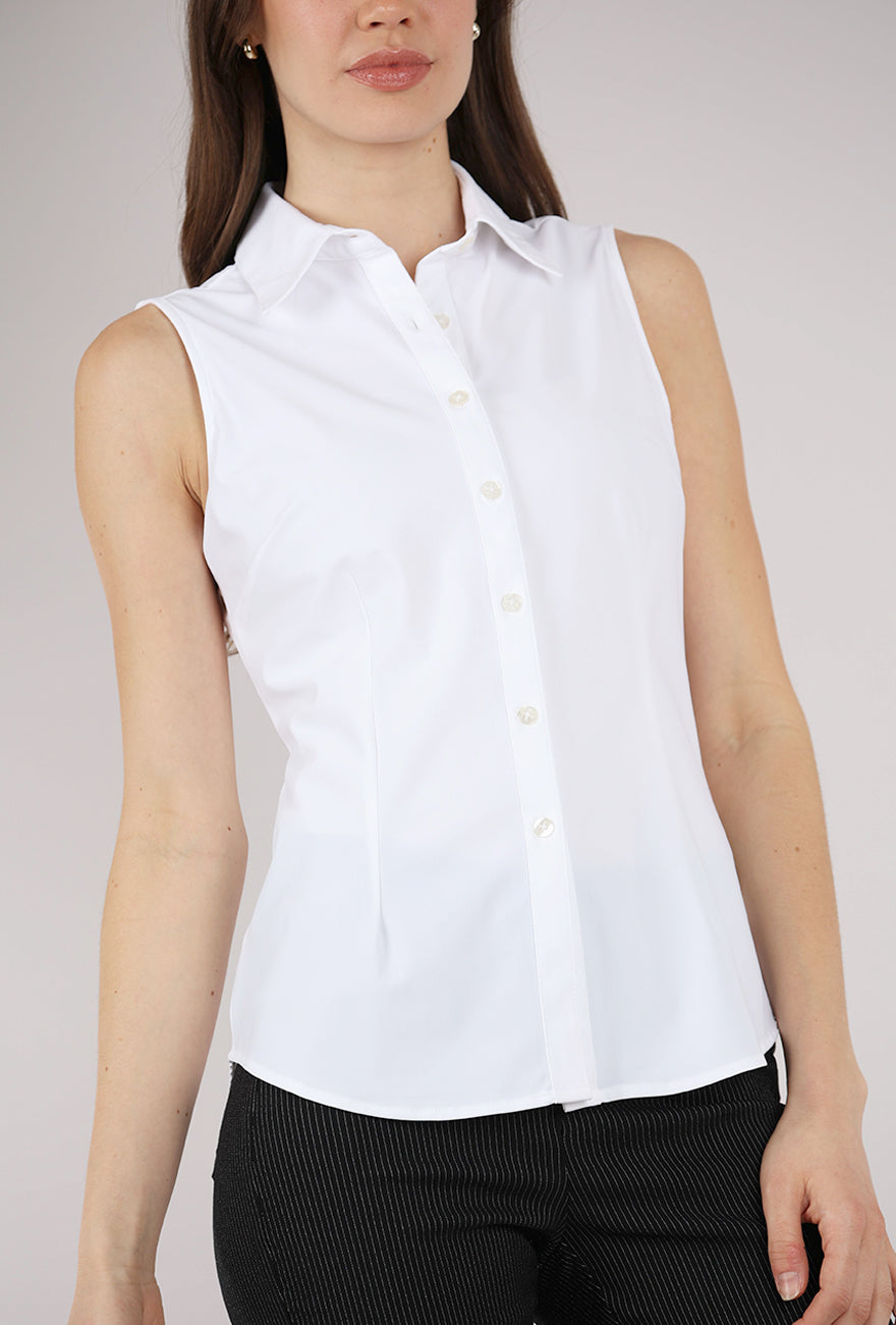 Ameliora Annie S/L Tech Button-Up Shirt, White