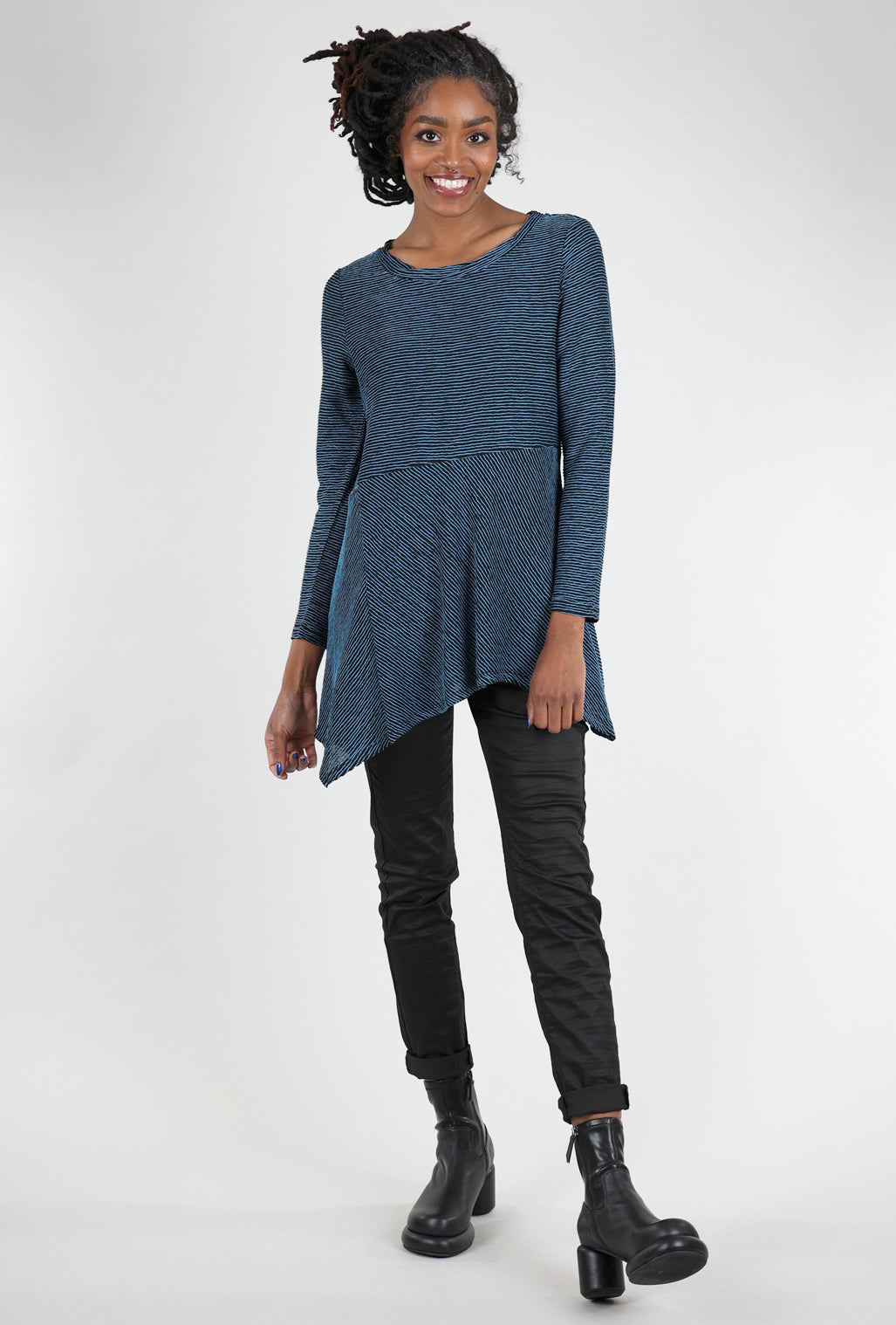 Liv Arty Stripe Asymmetric Top, Ocean