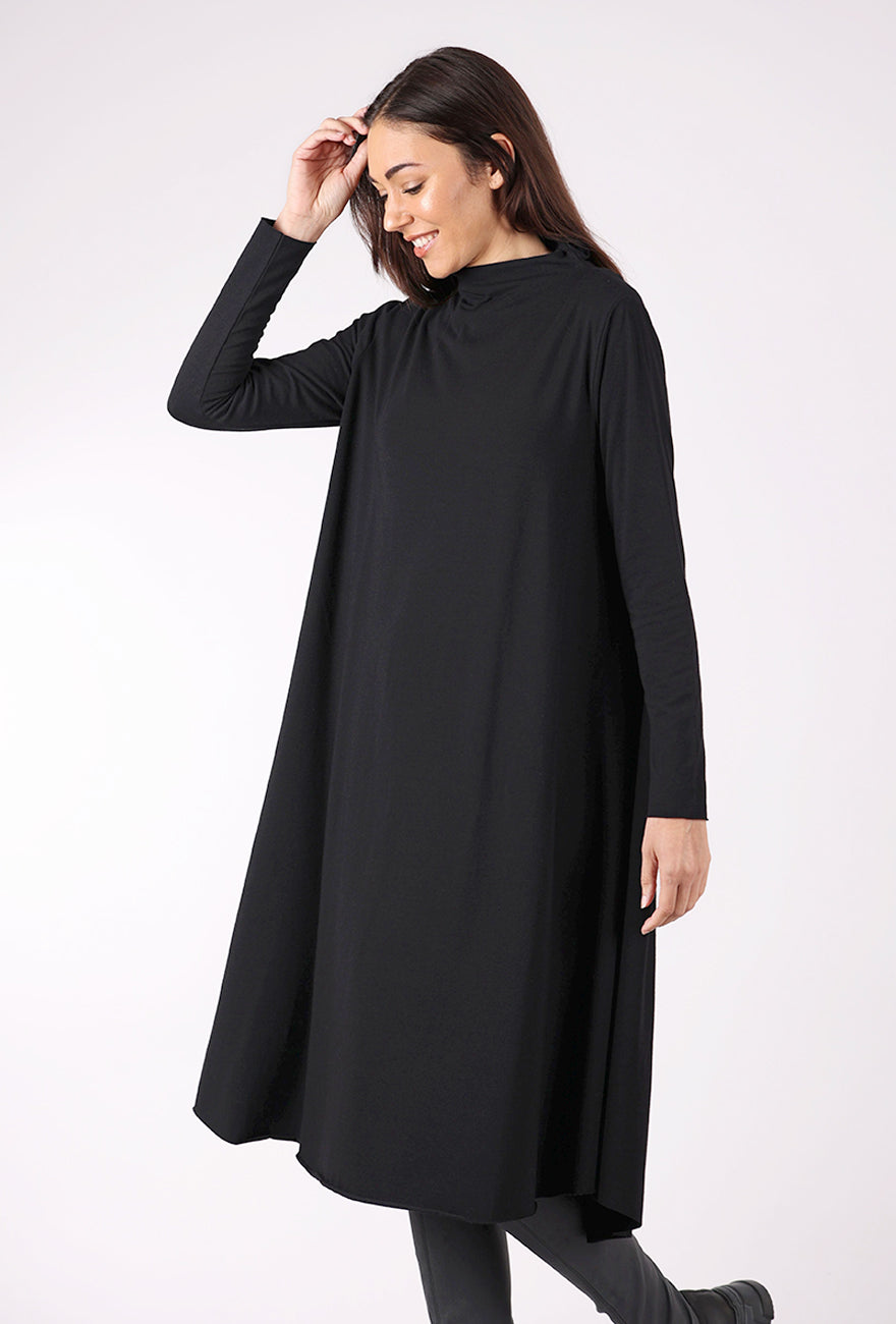 Ozai Tuck Detail Jersey Dress, Black