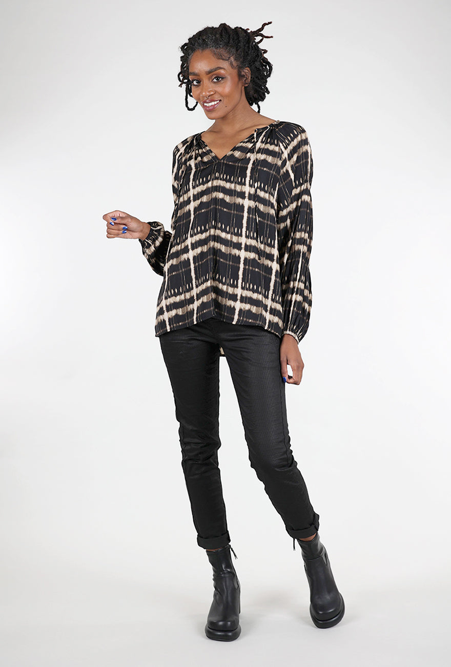 Grade & Gather Flowy Print Blouse, Black
