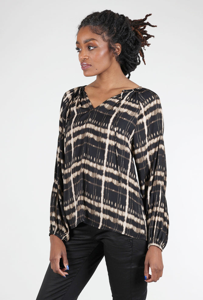 Grade & Gather Flowy Print Blouse, Black