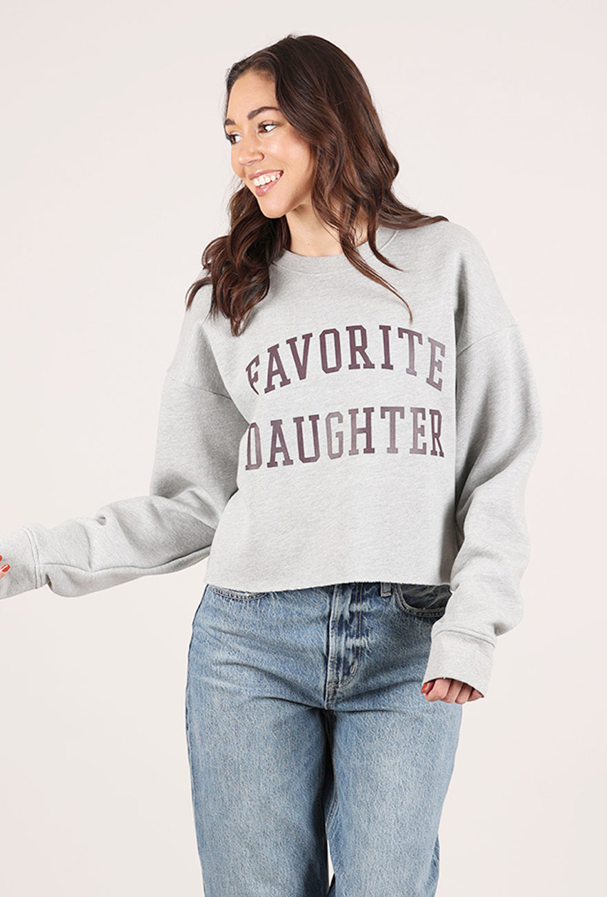 Favorite Daughter The Cropped Collegiate Sweatshirt, Heather Gray