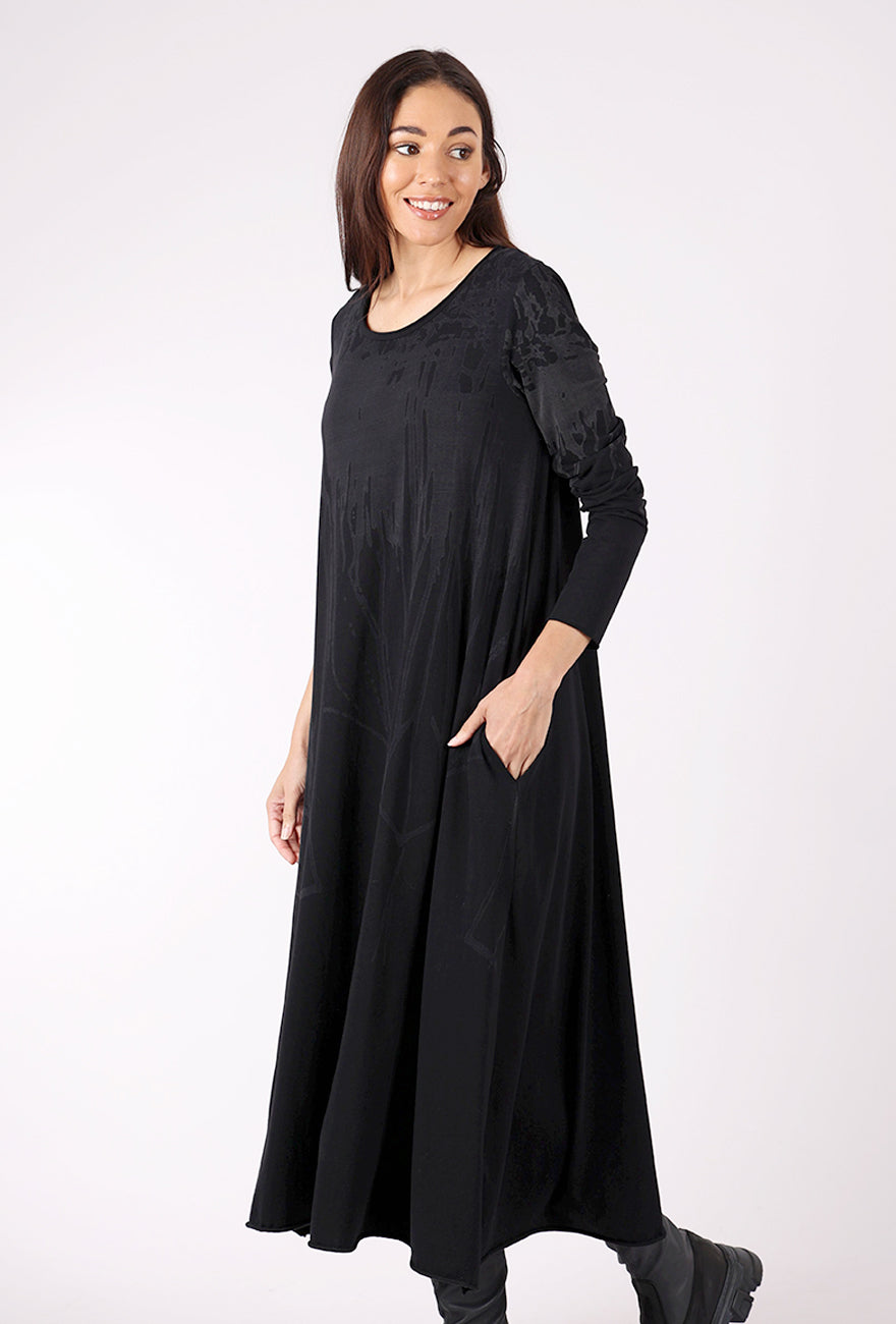 Luukaa Lilith Drip Dress, Ink Black