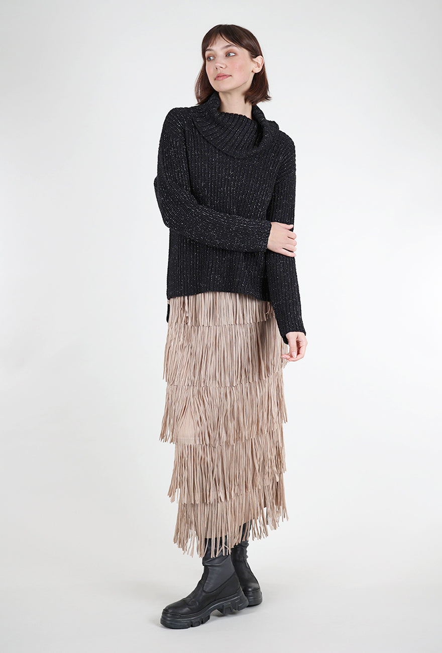 Liv Snow Bunny Shaker Stitch Sweater, Black