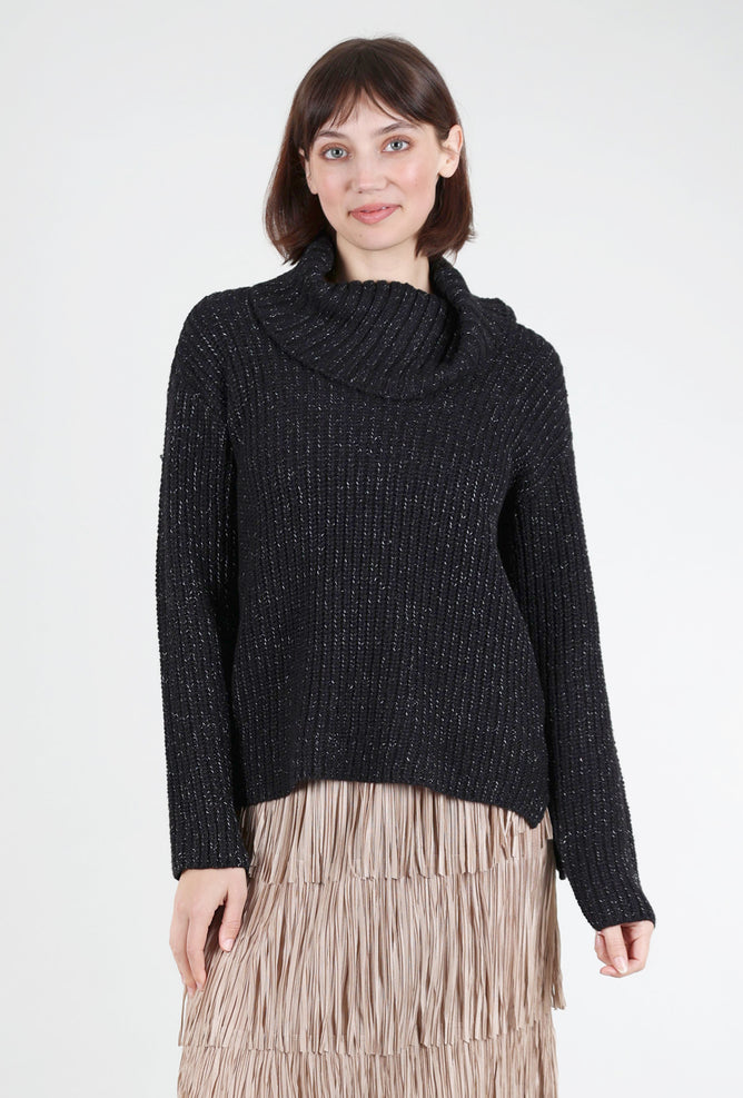 Liv Snow Bunny Shaker Stitch Sweater, Black