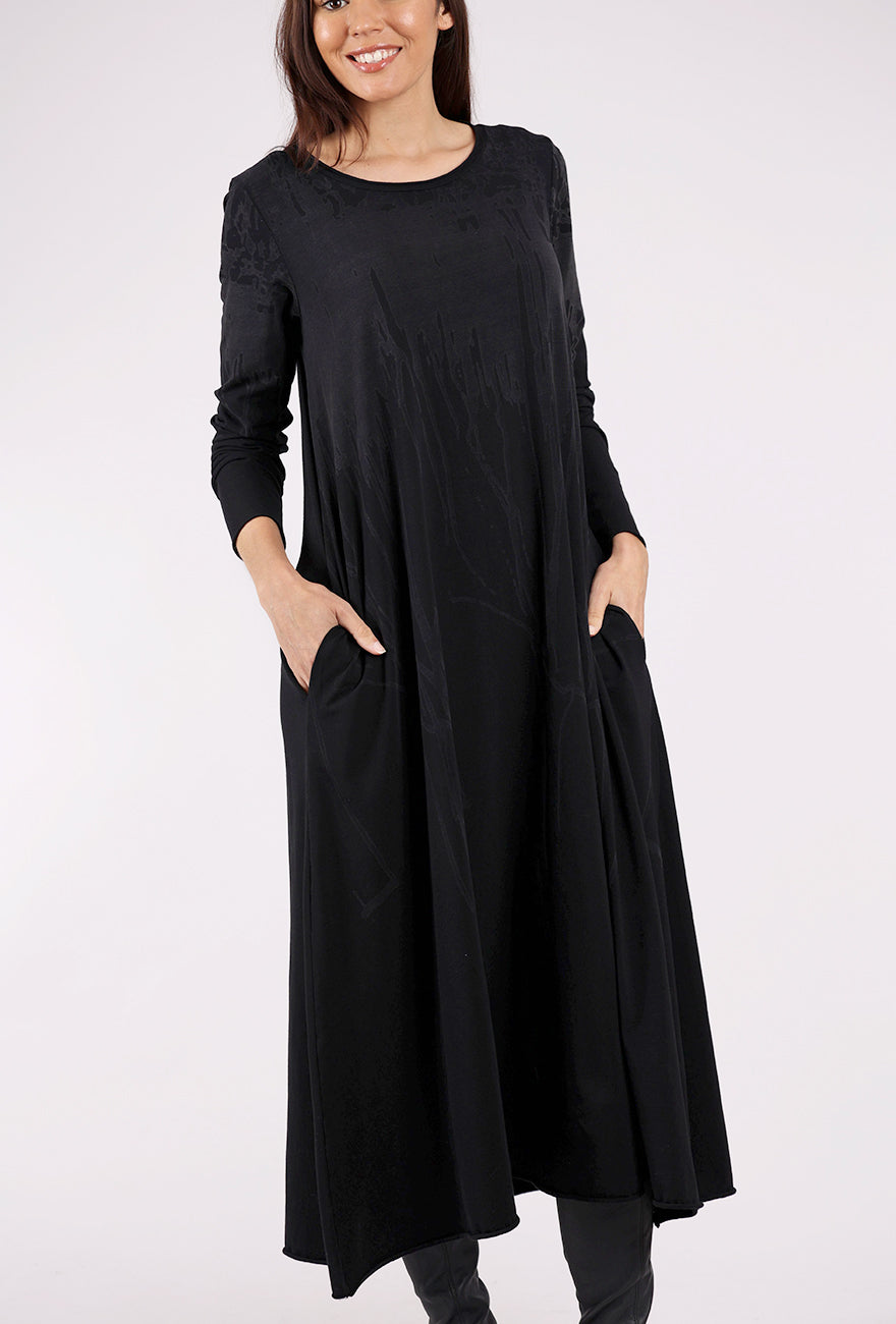 Luukaa Lilith Drip Dress, Ink Black