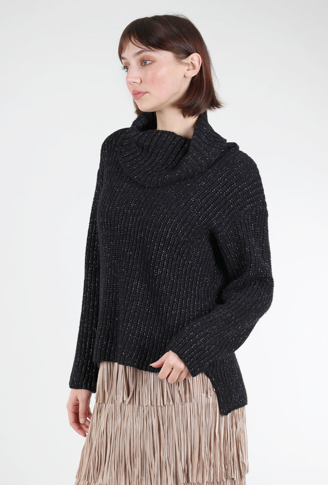 Liv Snow Bunny Shaker Stitch Sweater, Black