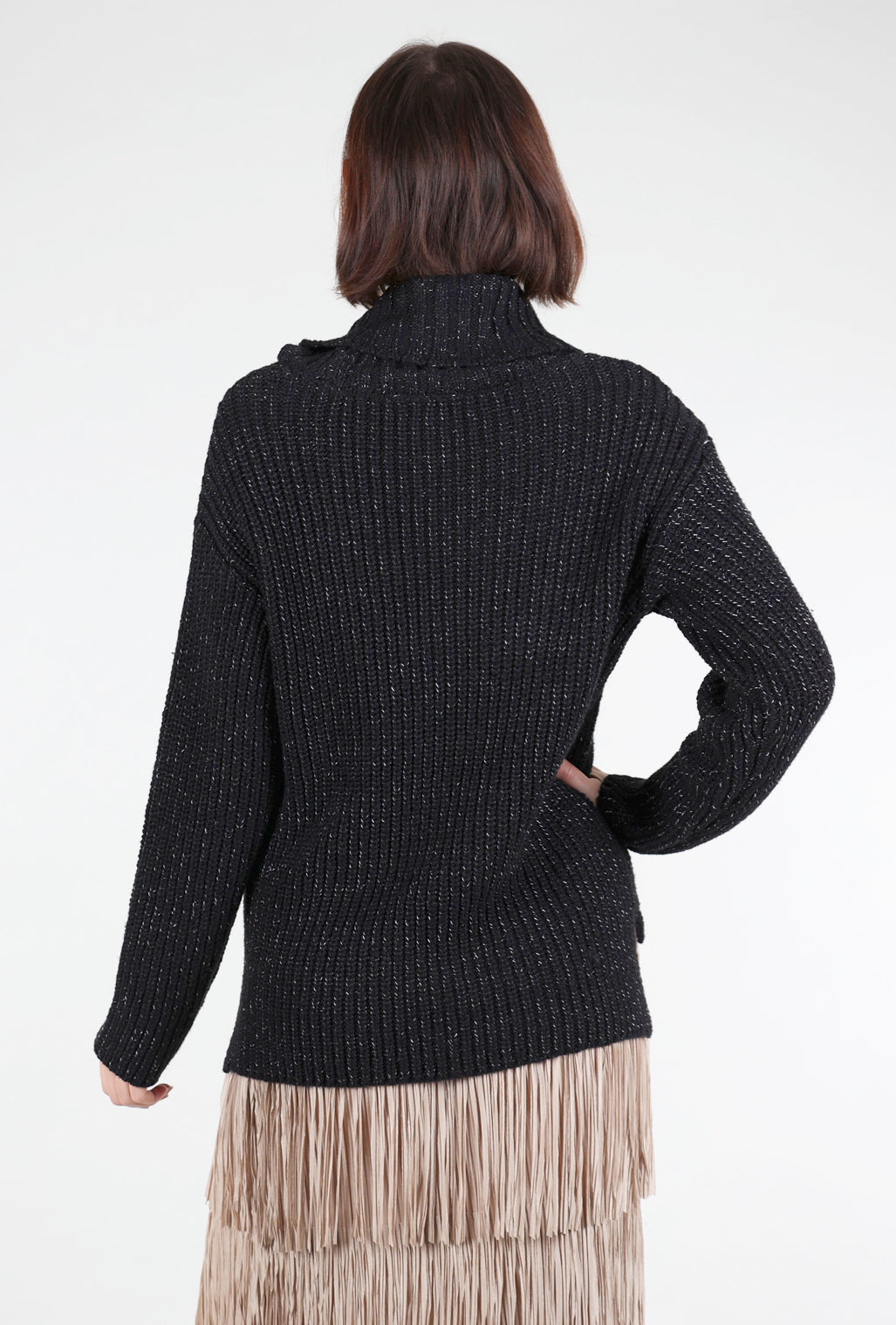 Liv Snow Bunny Shaker Stitch Sweater, Black