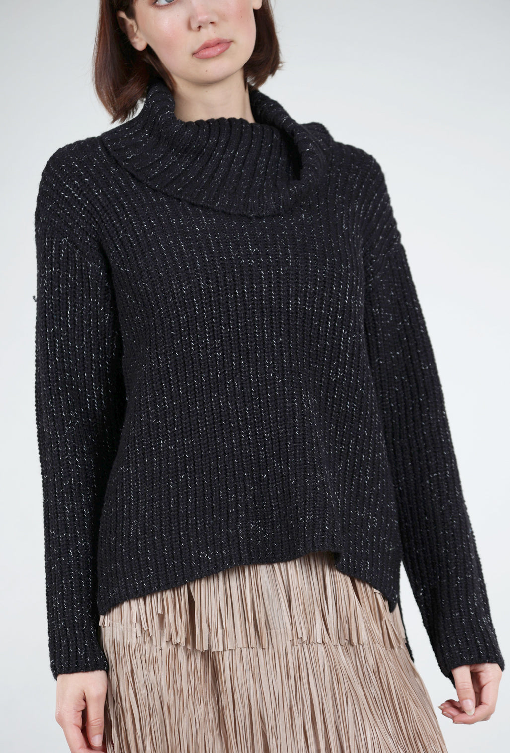 Liv Snow Bunny Shaker Stitch Sweater, Black