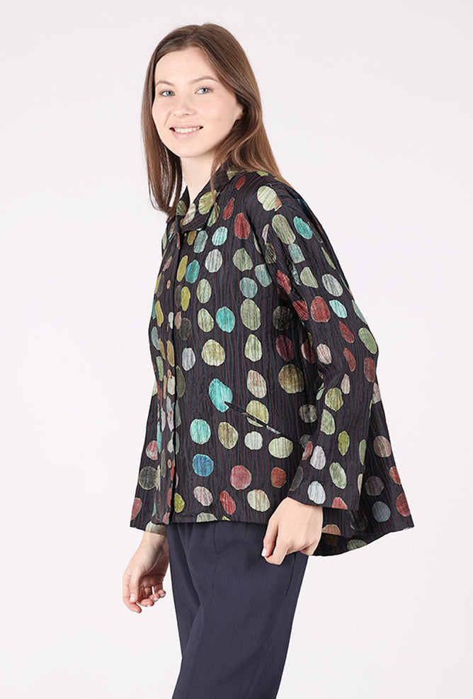 Neeru Kumar Hand-Stitched Silk Jacket, Black/Dots