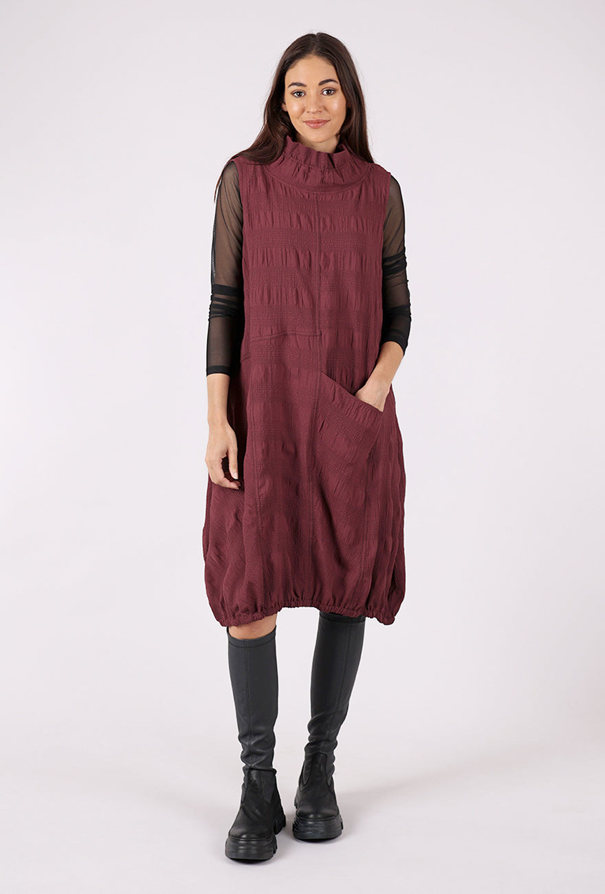 Moonlight Crinkle Crepe Dress, Burgundy