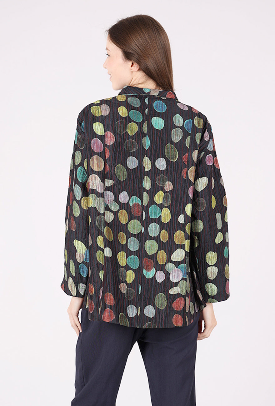 Neeru Kumar Hand-Stitched Silk Jacket, Black/Dots
