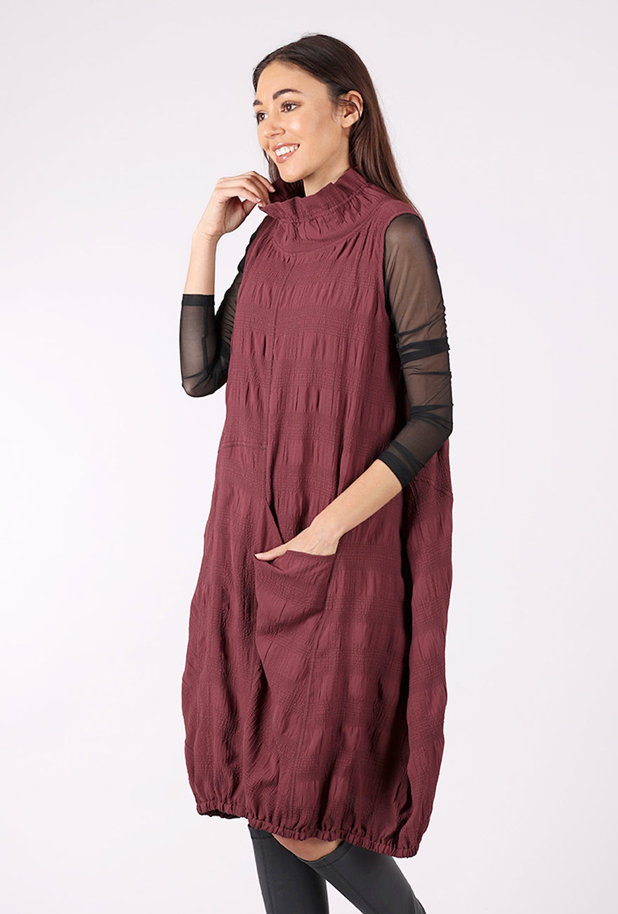Moonlight Crinkle Crepe Dress, Burgundy