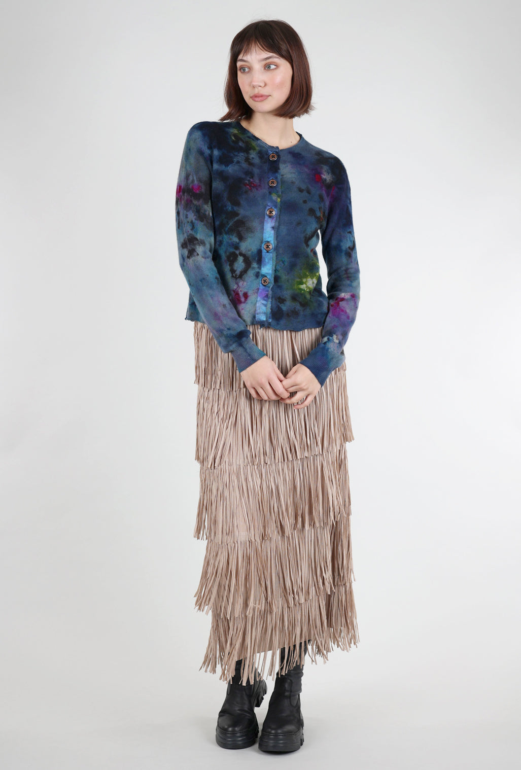 Galadriel Mattei Blossoms/Skull Decon Cashmere Relax Cardie, Midnight Multi