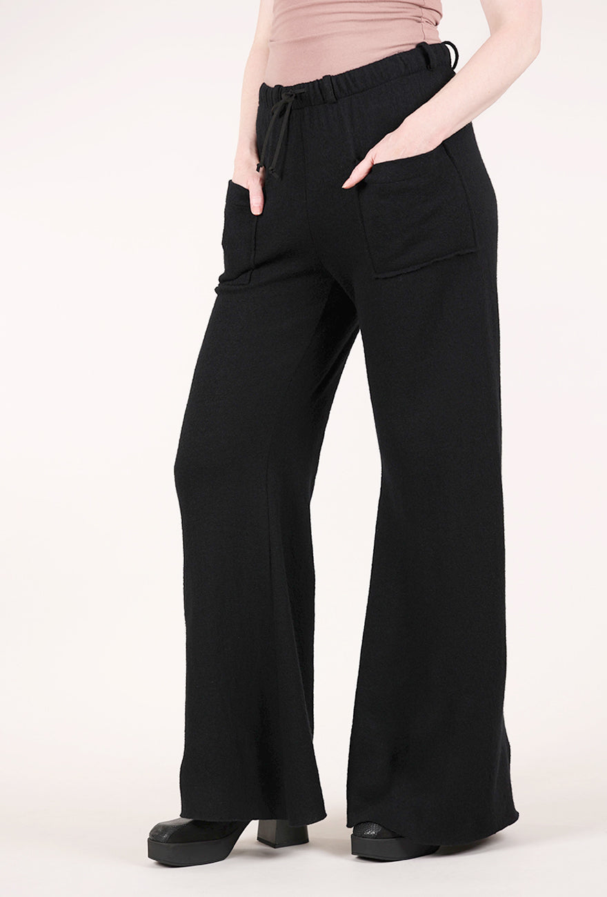 Hannes Roether Wool Drawstring Trouser, Black