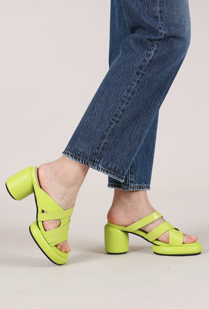 All Black Mod Overlay Heels, Lime
