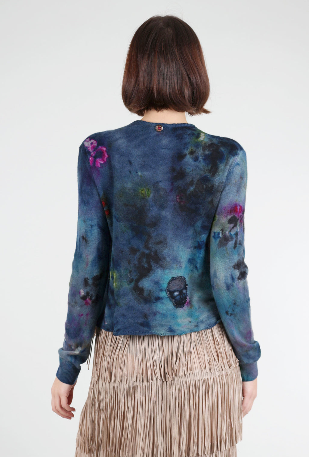 Galadriel Mattei Blossoms/Skull Decon Cashmere Relax Cardie, Midnight Multi