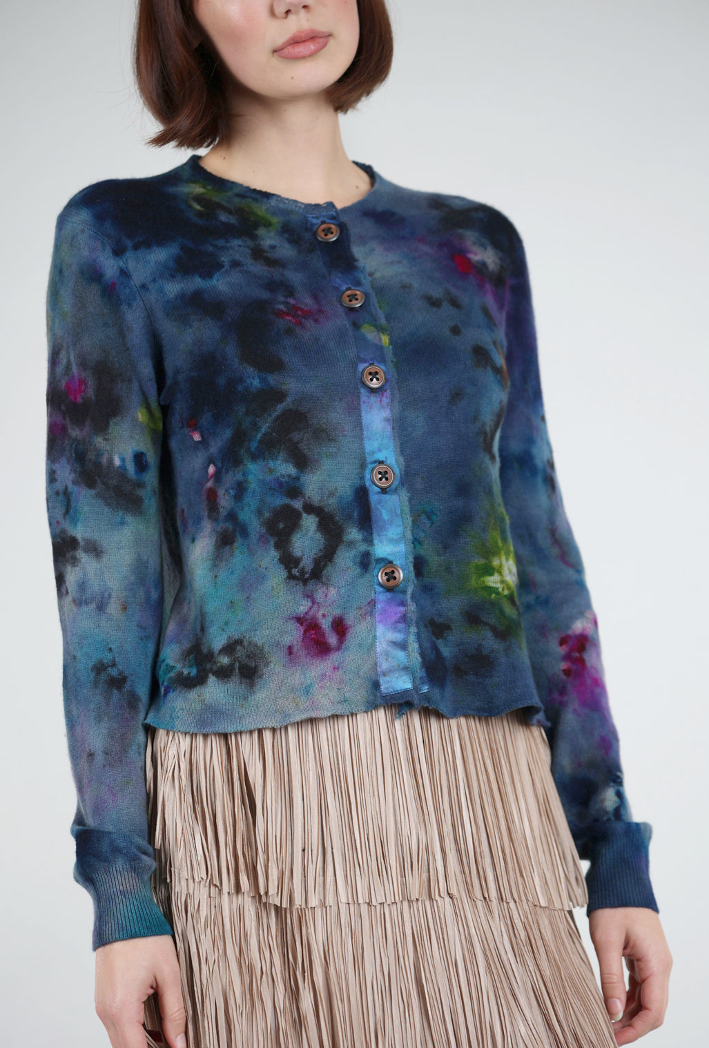 Galadriel Mattei Blossoms/Skull Decon Cashmere Relax Cardie, Midnight Multi