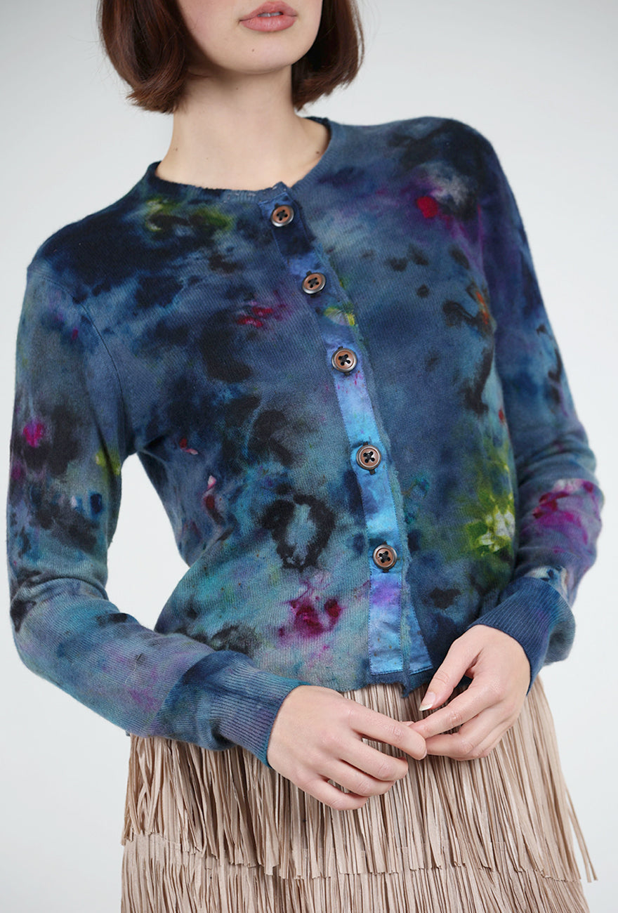 Galadriel Mattei Blossoms/Skull Decon Cashmere Relax Cardie, Midnight Multi