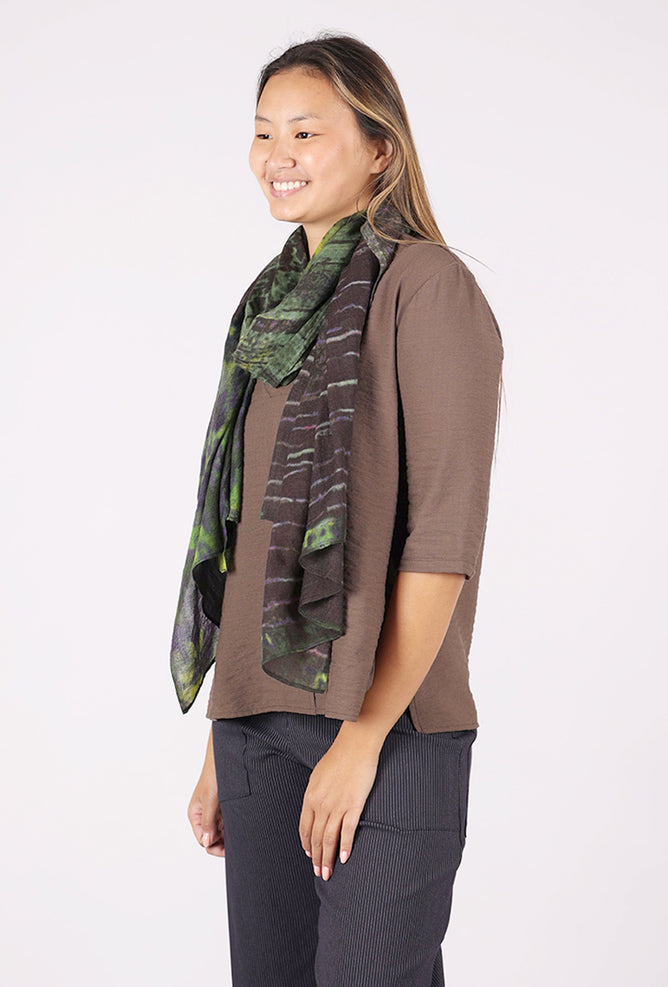 Neeru Kumar Fine Wool Digital Print Scarf, Chocolate/Jungle