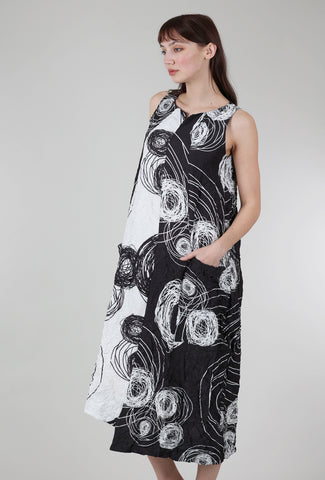 Gershon Bram Scribble Circles Dress, Black/White 