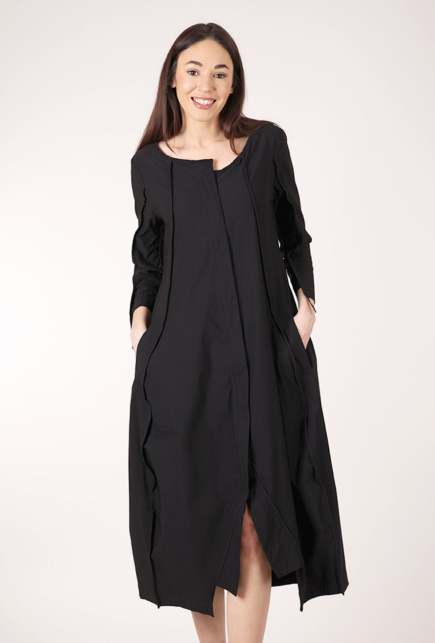 black zip front dress Reiss Knitted Zip-Front Mini in Short sleeves Rundholz Black Label Twill Tech