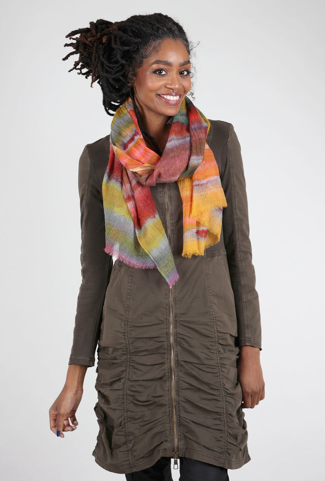 Dolma Digital Print Stripes Wool Scarf, Sunshine Multi