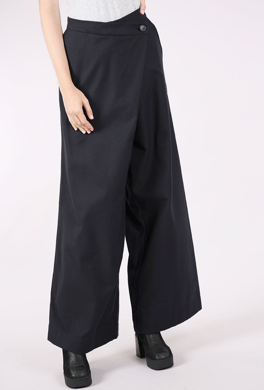 Cossac Brushed Wrap Trousers, Black