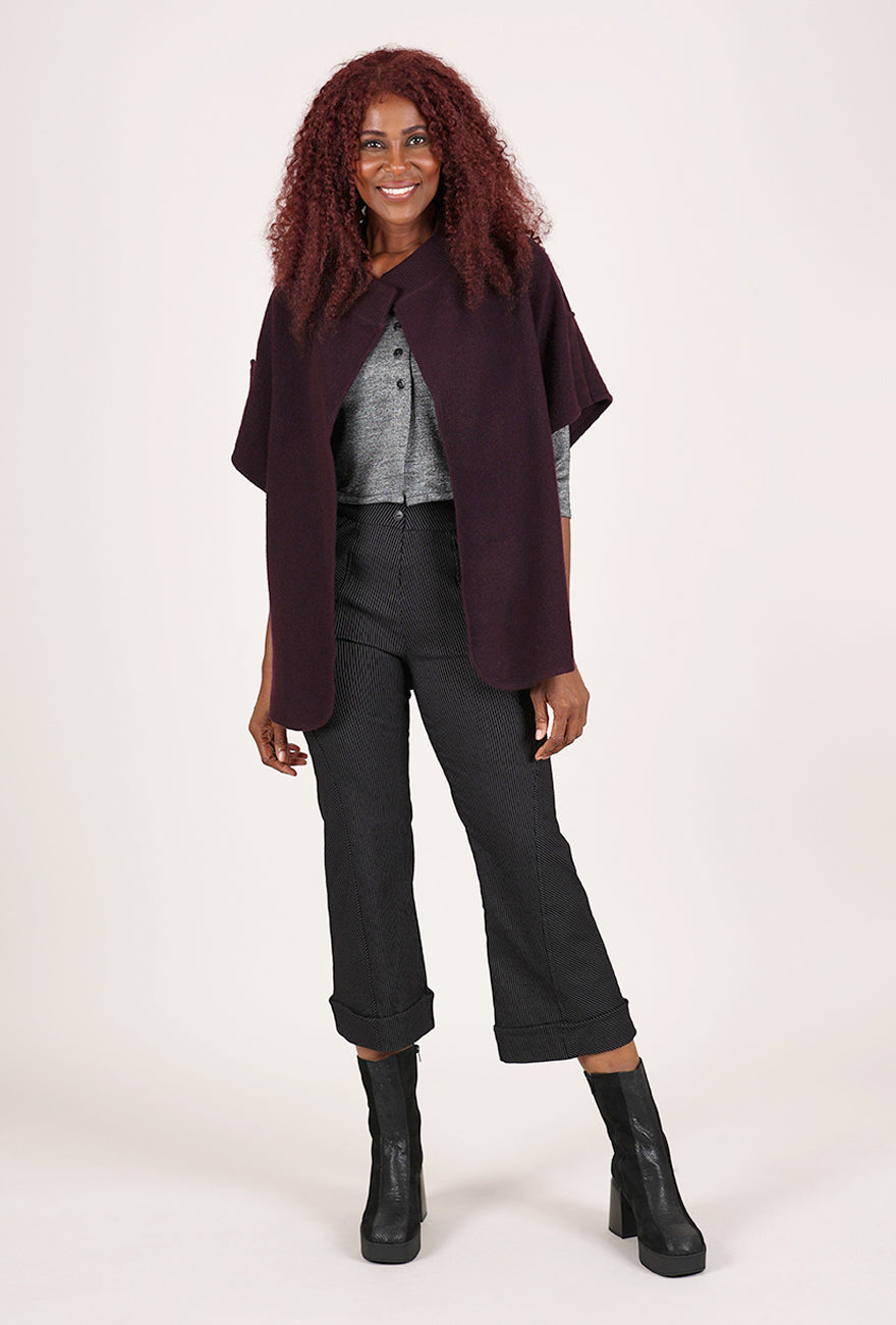 NFP: New Form Perspective Convertible Boiled Wool Vest, Eggplant