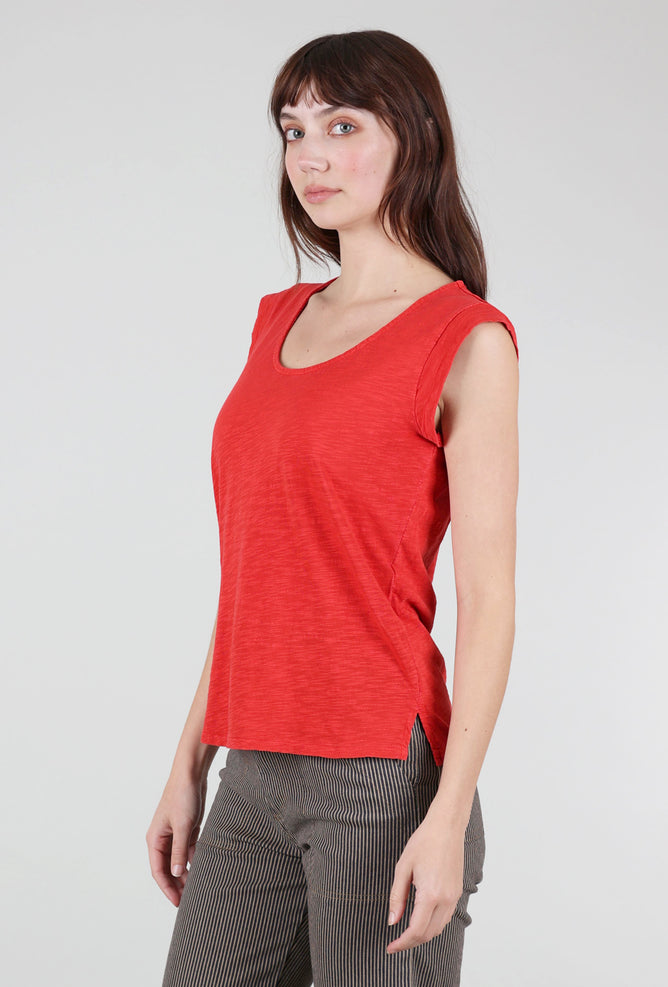 Mododoc Cap-Sleeve Scoop-Neck Tee, Fiesta