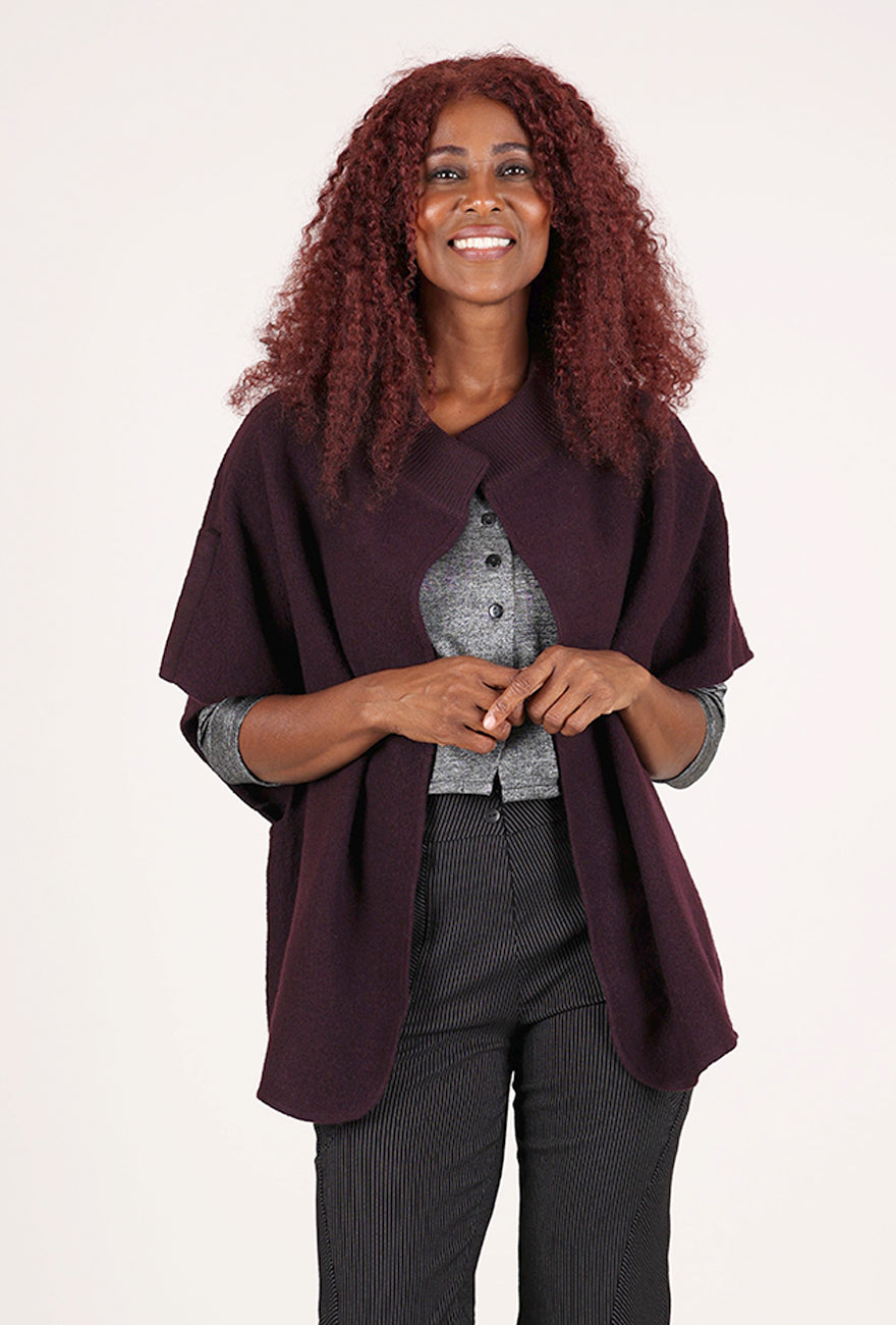 NFP: New Form Perspective Convertible Boiled Wool Vest, Eggplant