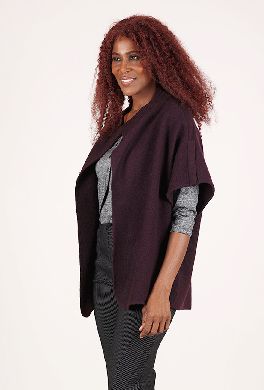 NFP: New Form Perspective Convertible Boiled Wool Vest, Eggplant
