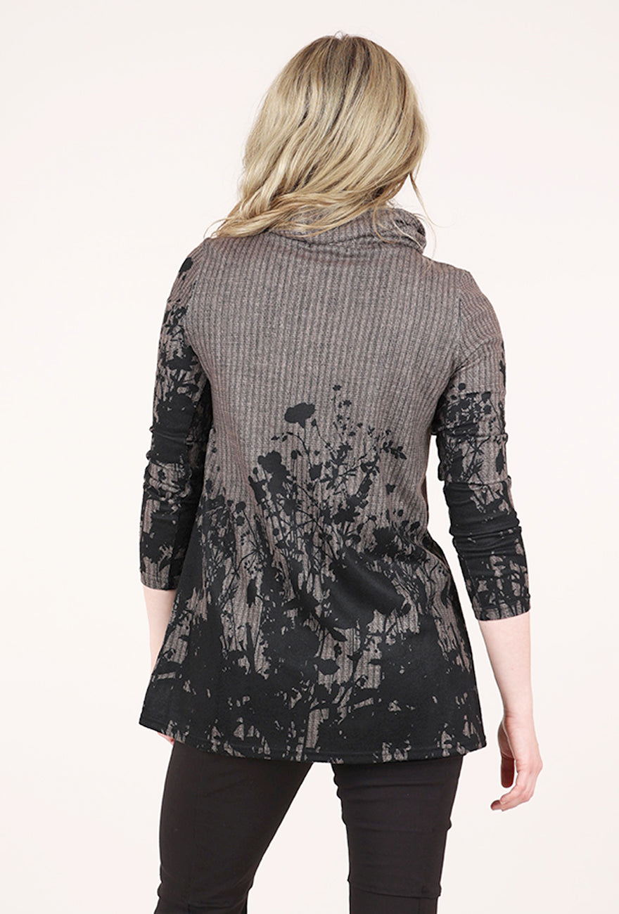 Trisha Tyler Brushed Fall Meadow Top, Taupe/Black