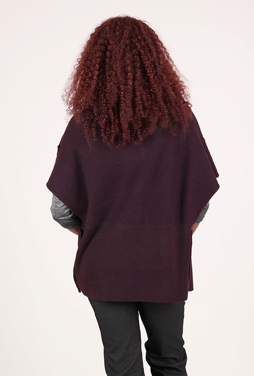 NFP: New Form Perspective Convertible Boiled Wool Vest, Eggplant