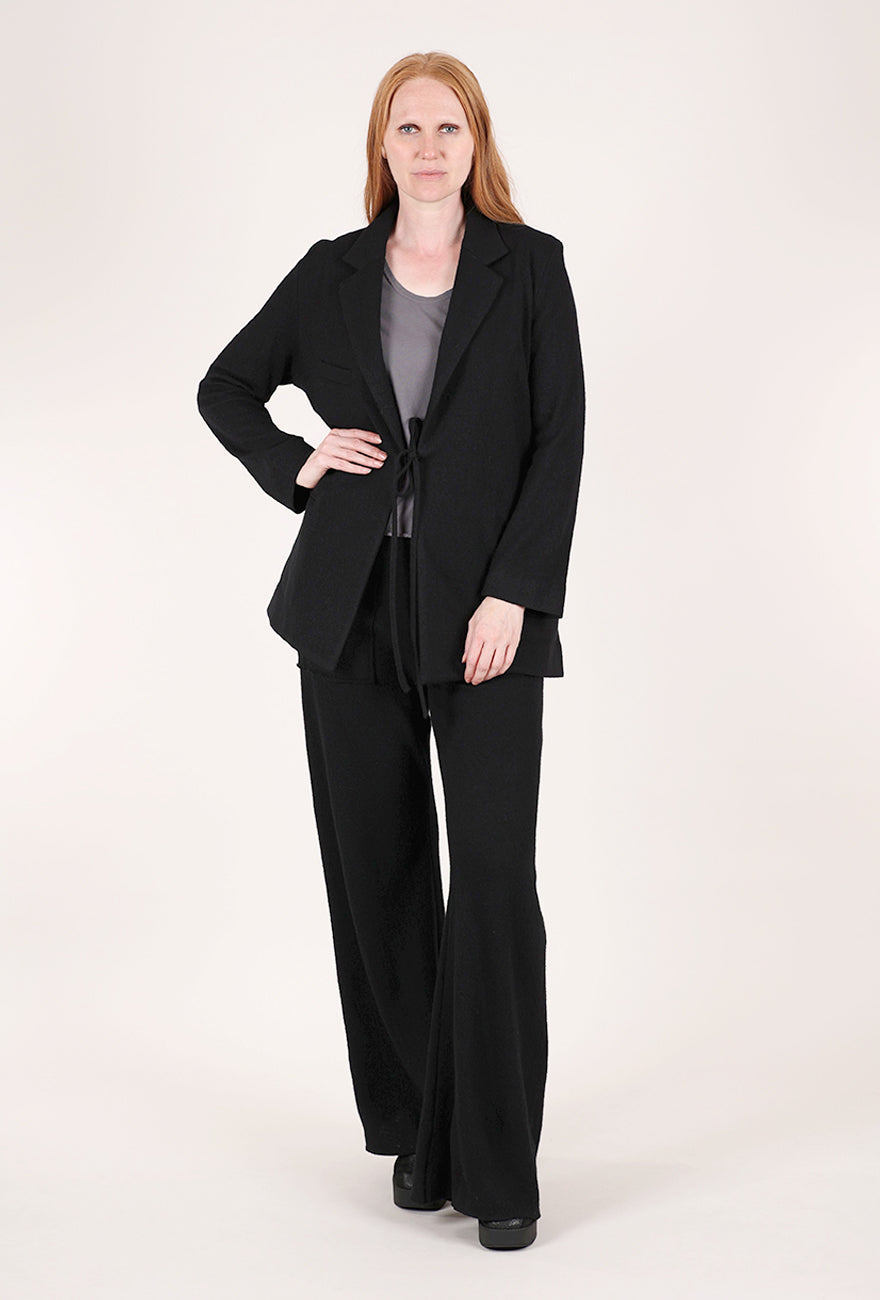 Hannes Roether Wool Drawstring Trouser, Black