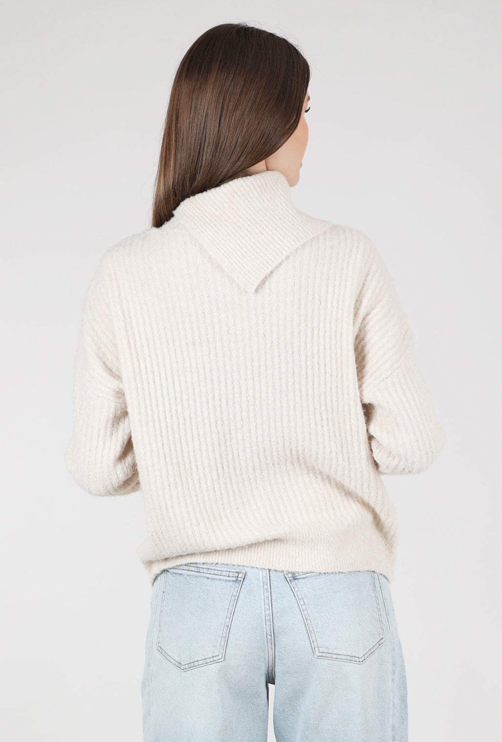 Lilla P Easy Split Collar Sweater, Salt