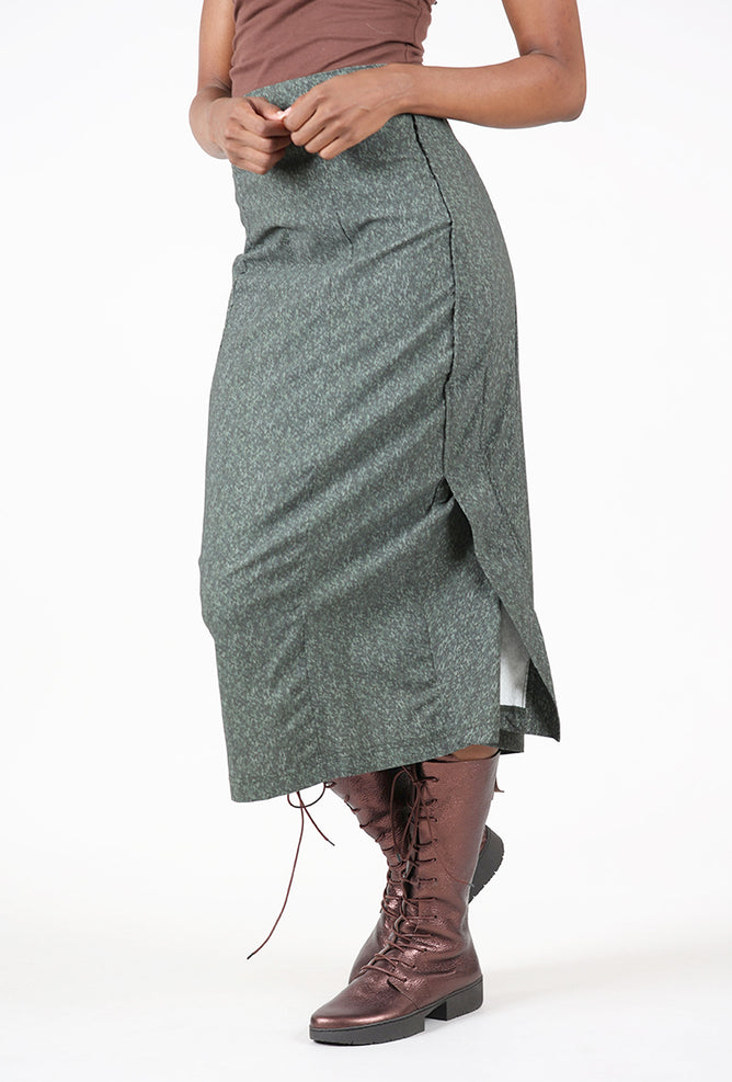 Rundholz Twill Tech Slim Skirt, Forest Print